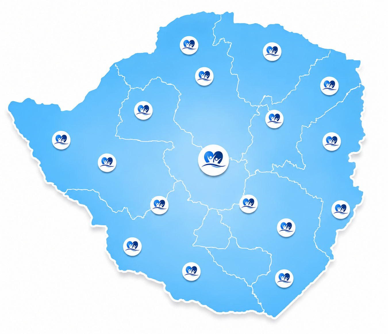 Graceland community outreach map across Zimbabwe